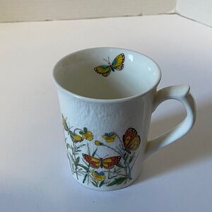 Vintage Otagiri Japan Ivory Stone Butterfly Mug
